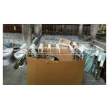 Crate lot, includes bathroom shelf, floor lamp,