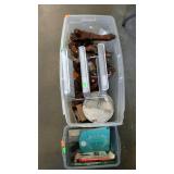 Misc- popcorn popper, furniture legs, letter tray,