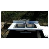 Double sided stainless steel sink, measures 43
