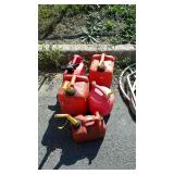 Group of misc size gas cans