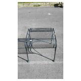 Rough iron patio foot stool measures 14 inches