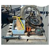 Skid lot includes, bike tores, pitch fork,