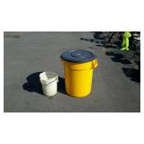 Yellow trash can with two buckets