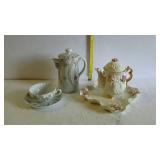 Teapot with tray and coffee pot with cup &