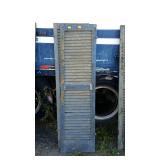 Group of two green wooden shutters, measure