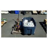 Skid lot, includes tote of hard hats, fire place