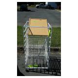 Group lot, includes metal shelf on wheels that