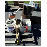 Skid lot, includes long handled tools, nails
