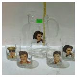 Elvis 5-pc beverage pitcher & glass set