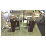 Set of Contemporary Style Glass top end table,