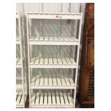 Wall unit storage shelf, white with slat wood
