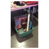Tote with misc Elvis Presley items, TV Guides,