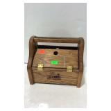 Kiwi Shoe Groomer - oak shine box with brushes &