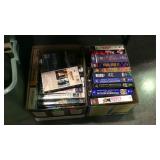 Misc - VHS tapes, massager, and tote, no lid