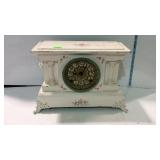 Shabby chic mantle clock - painted white with rose