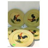 Charger plates - set of five with rooster design