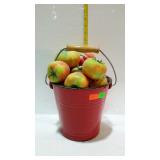 Decor bucket of tomatoes,  stands 12" tall.