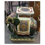 Ceramic Elephant plant stand, green and other