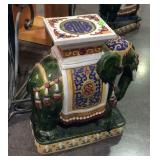 Ceramic Elephant plant stand, green and other