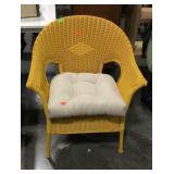Sunroom Chair, yellow color faux wicker with
