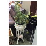 Wicker plant stand with artificial decor 28" tall