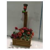 Rustic style wooden planter box table lamp