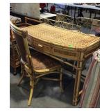 Rattan & wicker vanity / desk with matching chair-