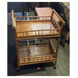 Rattan rolling service / tea cart with under shelf