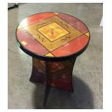 Accent table with abstract tribal art designs -