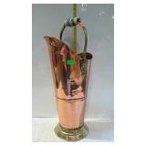 Coal bucket shaped copper umbrella stand with