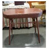 Accent Table brown painted with wicker skirt t