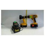 DeWalt cordless 18v drill, and flashlight with