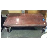Center room coffee table with turned legs and rope