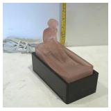 Art deco TV light with pink frosted glass lady