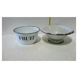 Enameled "Fruit" Bowl, and black trimmed white