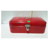 Red enameled dry food / bread storage container