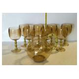 9-pc beverage pitcher & glass set with bamboo look