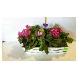 Artificial arrangement in wooden tote