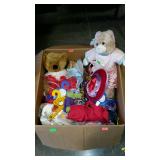 Toy box lot, stuffed bears, build-a-bear clothes