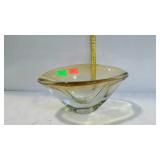 Art glass bowl, yellow to clear - 11 x 7 x 5