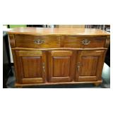 Oak server with curved front - double drawers over