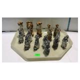 Tray of safari figurines- lion, jaguar,