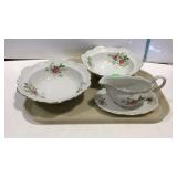 Bavaria china, "old Dresden rose" gravy boat and