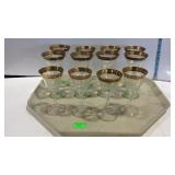 Tray of etched stem glasses