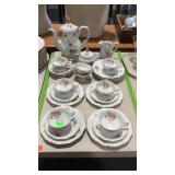 Bavaria china, "old Dresden rose" tea service set