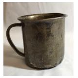 Sterling monogrammed cup with handle. 2 1/2