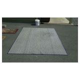 Blue and grey wool area rug, measures 94 inches