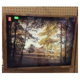 Picture wall clock, battery operated landscape
