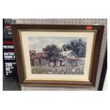 Print - rustic house scene, framed - 24 x 20,