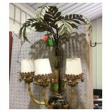 Wall sconce light, electric, palm tree design with